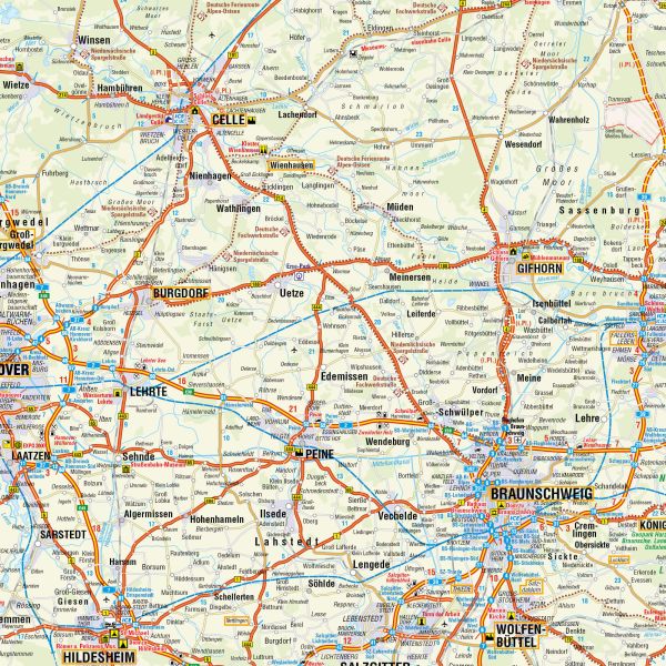 Ausschnitt der Straßenkarte Niedersachsen / Bremen
