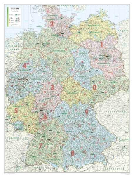 Die Deutschland-PLZ2 Organisationskarte inkl. Bundesländer