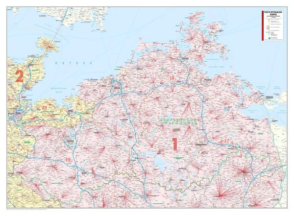Postleitzahlenkarte Mecklenburg-Vorpommern