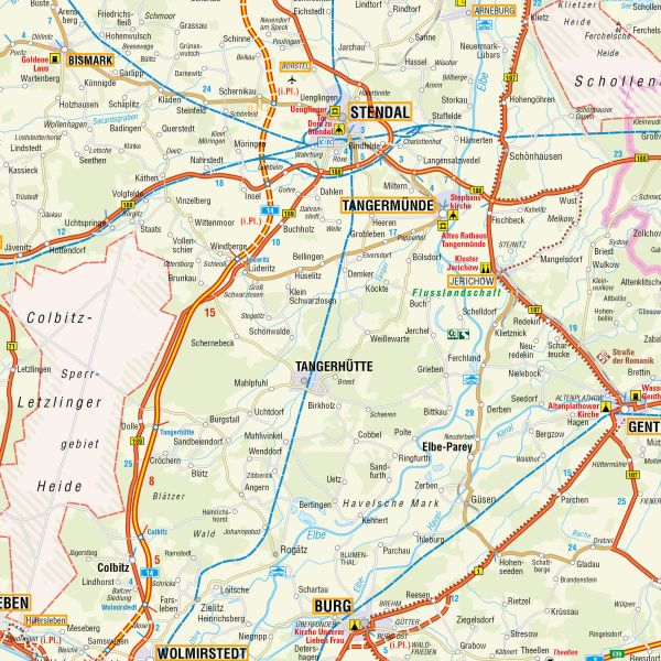Ausschnitt der Straßenkarte von Sachsen-Anhalt