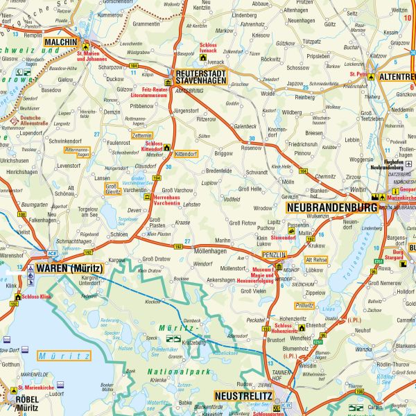 Ausschnitt der Straßenkarte Mecklenburg-Vorpommern