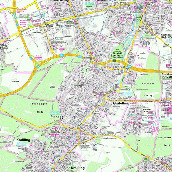 Detailansicht Stadtplan München