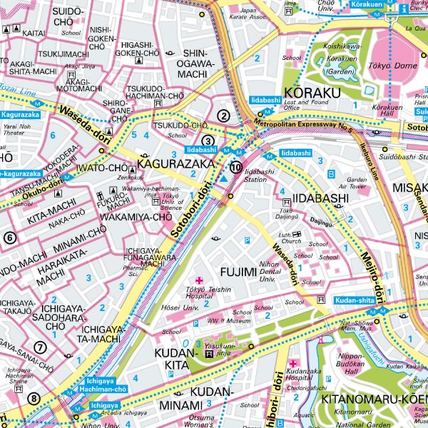 Stadtplan von Tokio in der Detailansicht