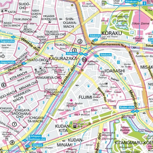 Stadtplan von Tokio in der Detailansicht