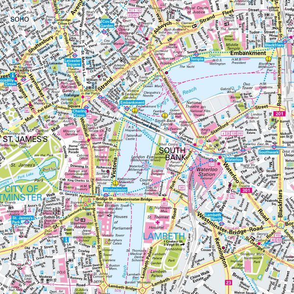 Detailansicht Stadtplan von London