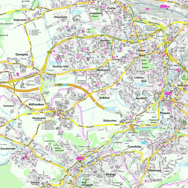 Detailansicht - Stadtplan Dresden