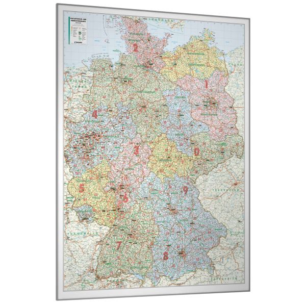 Die PLZ- und Verwaltungskarte von Deutschland (150x200 cm) gerahmt