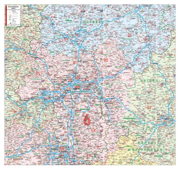 Die Postleitzahlenkarte Metropolregion Rhein-Main