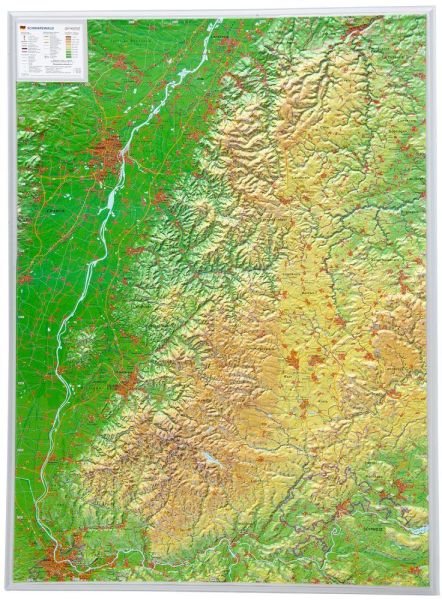 Die Reliefkarte Schwarzwald ungerahmt 57x77x2cm