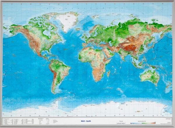 Die Reliefkarte der Welt (39x29cm)