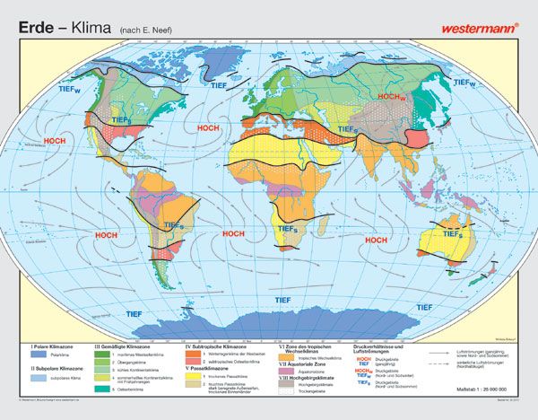 Die Schulwandkarte der Welt mit den Klimazonen nach Neef
