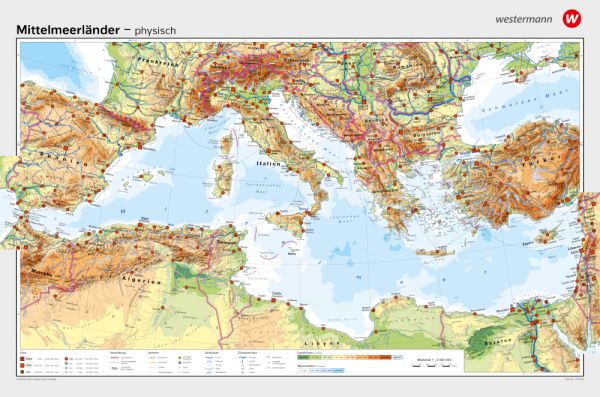 Physische Karte der Mittelmeerländer