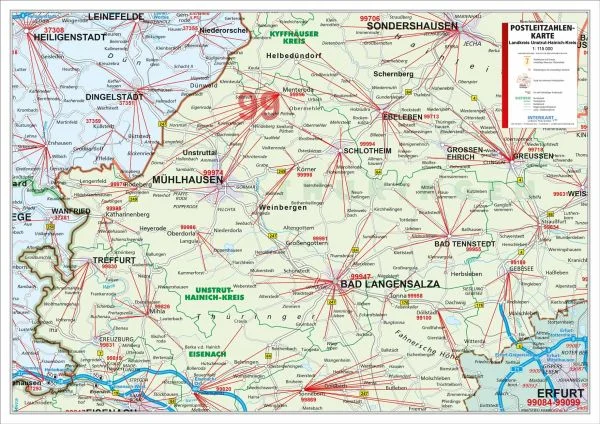Die Postleitzahlenkarte Landkreis Unstrut-Hainich-Kreis
