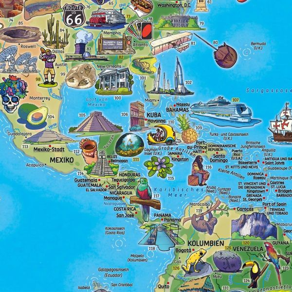 Detailansicht der Weltkarte für Kinder