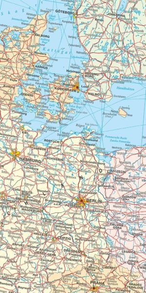 Detailansicht der politischen Europakarte