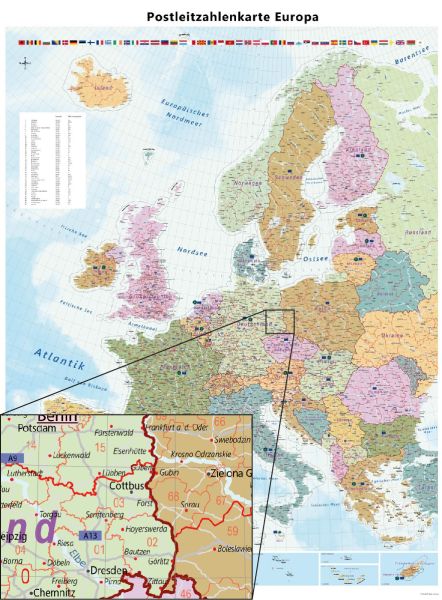 Detailansicht einer Region aus der PLZ-Karte