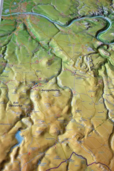 Detailansicht der Reliefkarte von der Sächsischen Schweiz