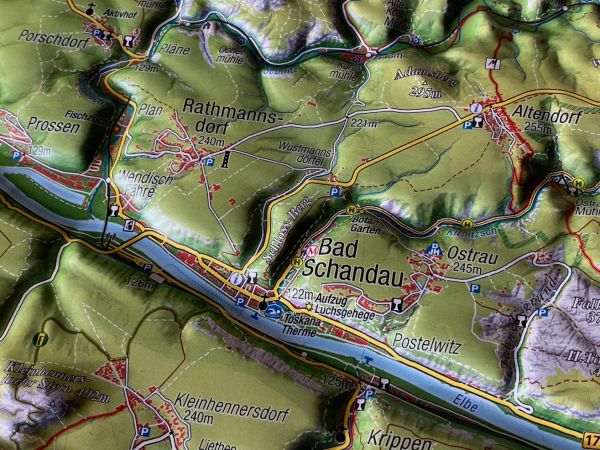 Detailansicht der Reliefkarte