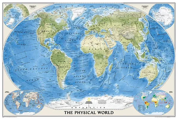 Physische Weltkarte von National Geographic