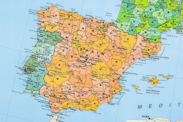 Spanien und Portugal mit Postleitzahlen