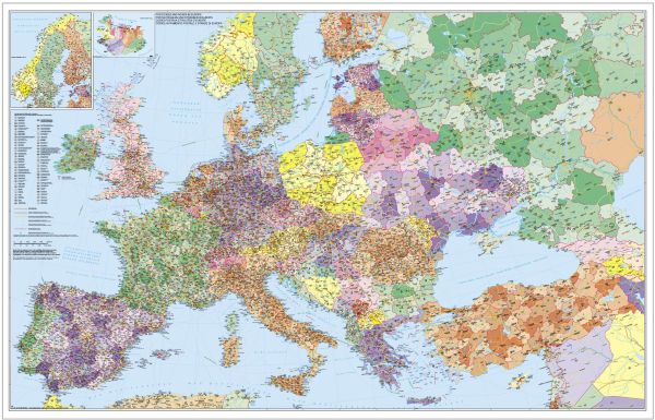 Postleitzahlenkarte von Europa