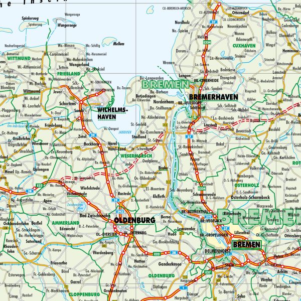 Ausschnitt aus der Verwaltungskarte für Norddeutschland