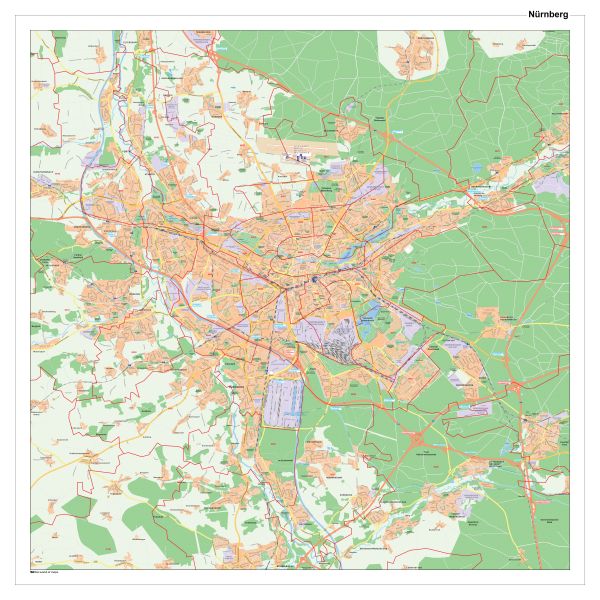 Stadtplan von Nürnberg mit Postleitzahlen
