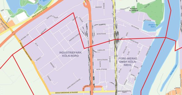 Weitere Detailansicht der PLZ-Karte von Köln