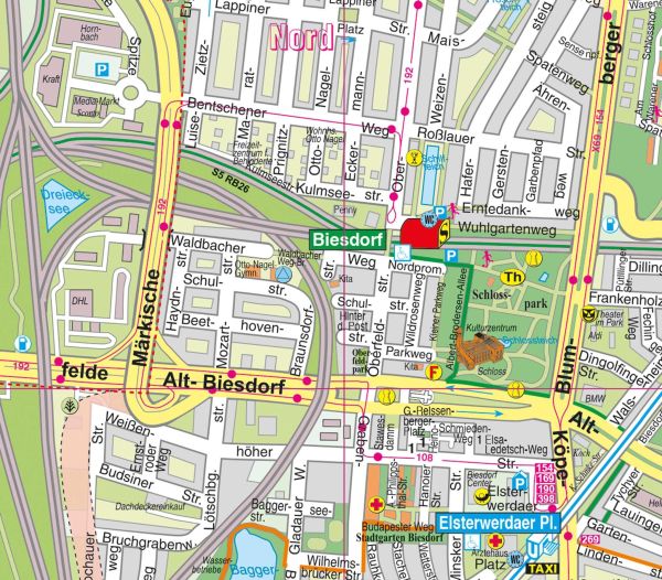 Detailansicht des Stadtplans von Marzahn / Hellersdorf
