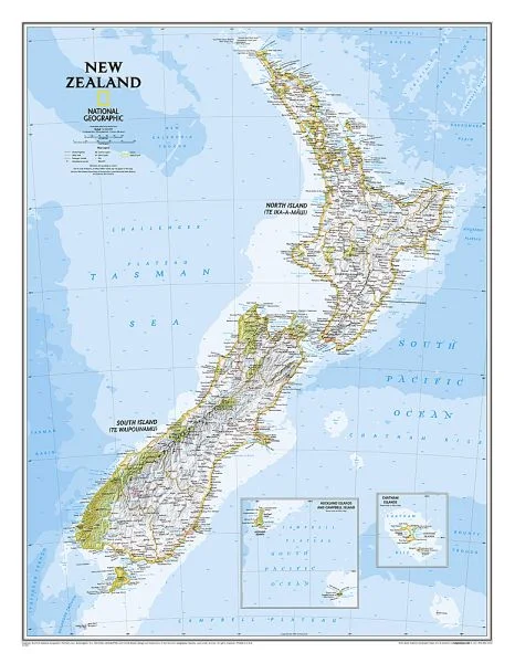 National Geographic Landkarte von Neuseeland