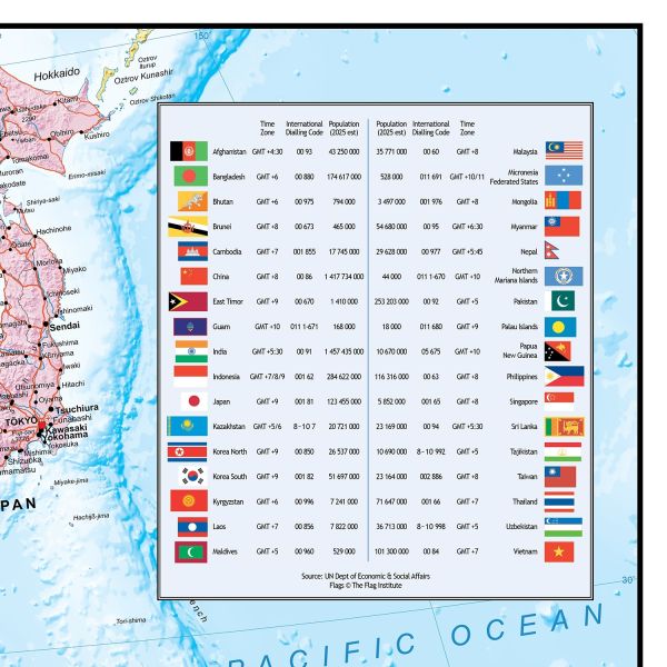 Flaggen-Legende auf der Südost Asien Landkarte
