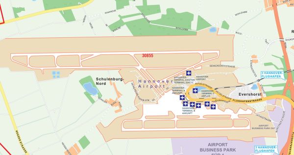 Detailansicht der Postleitzahlenkarte von Hannover