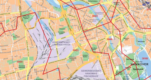 Postleitzahlengrenzen auf der Hannoverkarte