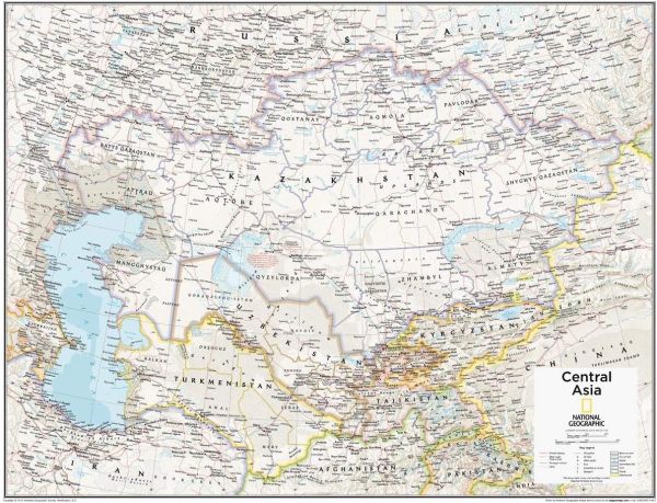 Zentralasien - National Geographic Karte