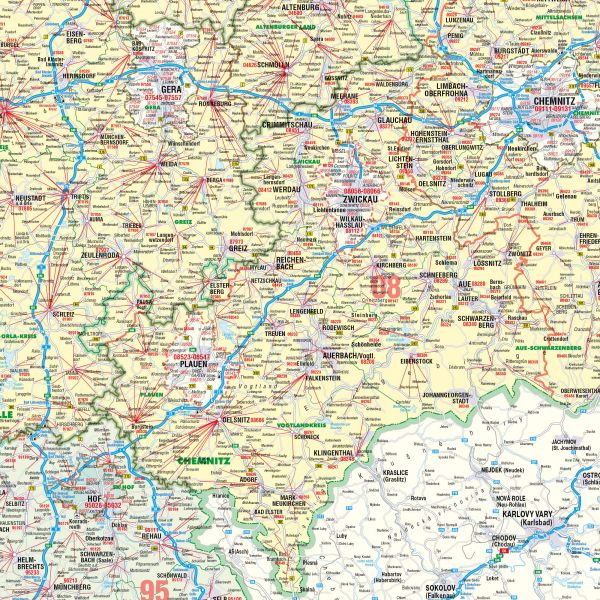 Detailansicht der Postleitzahlenkarte für die Region 0