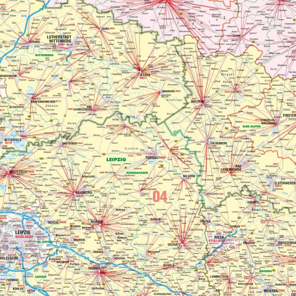 Detailansicht der Postleitzahlenkarte für die Region 0