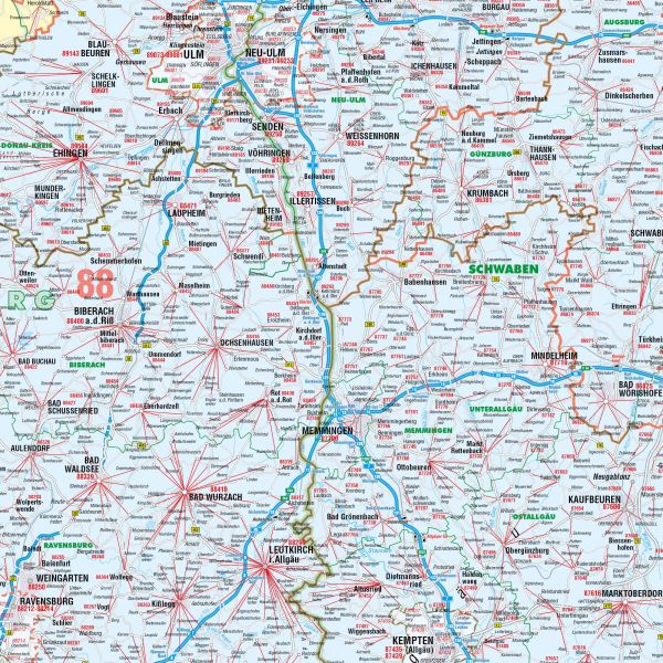 Detailansicht der PLZ8 Landkarte