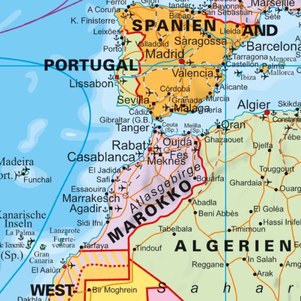 Detailansicht der Weltkarte