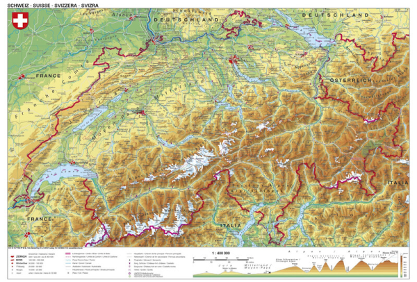 Physische Landkarte der Schweiz