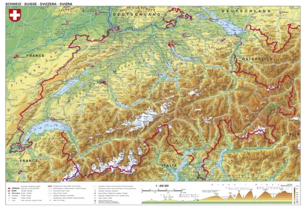 Physische Landkarte der Schweiz