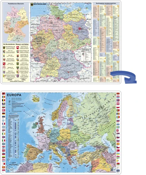 Deutschland und Europa als Schreibtischunterlage