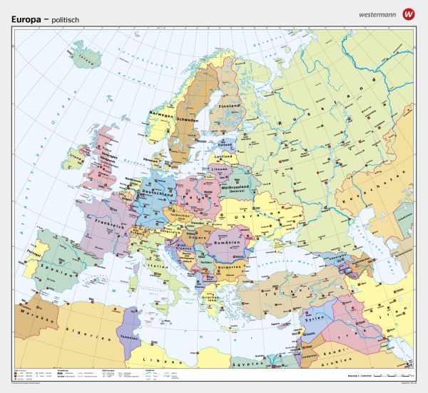 Die politische Schulwandkarte von Europa