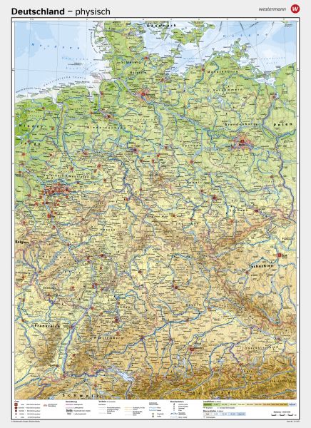 Physische Schulkarte von Deutschland