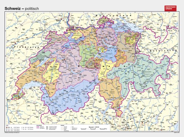 Schulwandkarte der Schweiz (politisch)