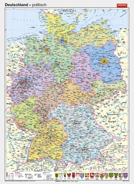 Deutschland als politische Schulwandkarte