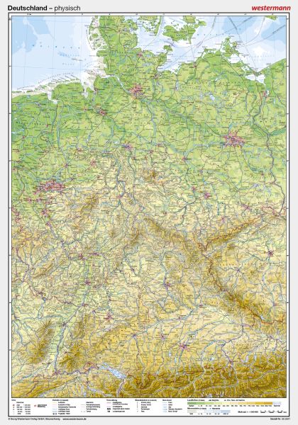 Physische Landkarte von Deutschland