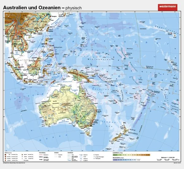 Schulwandkarte von Australien / physisch