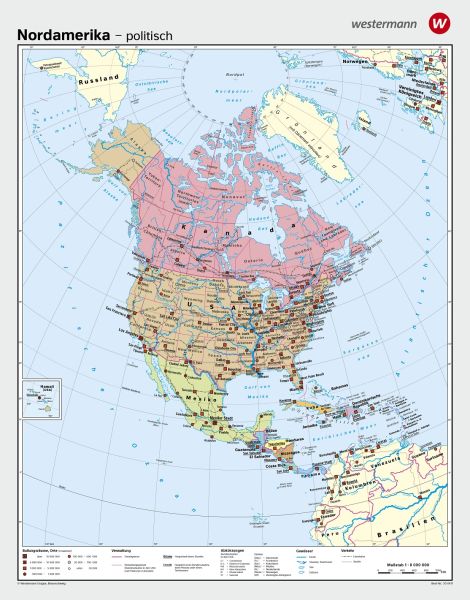 Schulwandkarte von Nordamerika (politisch)