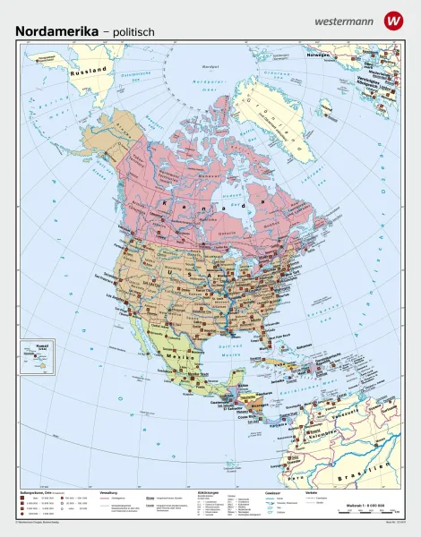 Schulwandkarte von Nordamerika (politisch)