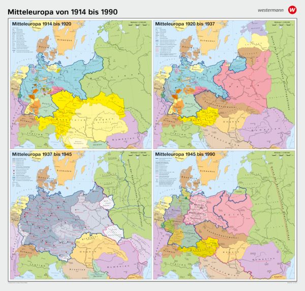 Mitteleuropa als Schulwandkarte